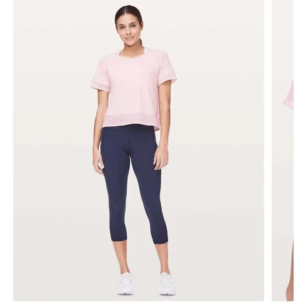 Lululemon Stripe In Stride Short Sleeve Tee - Petals Pink